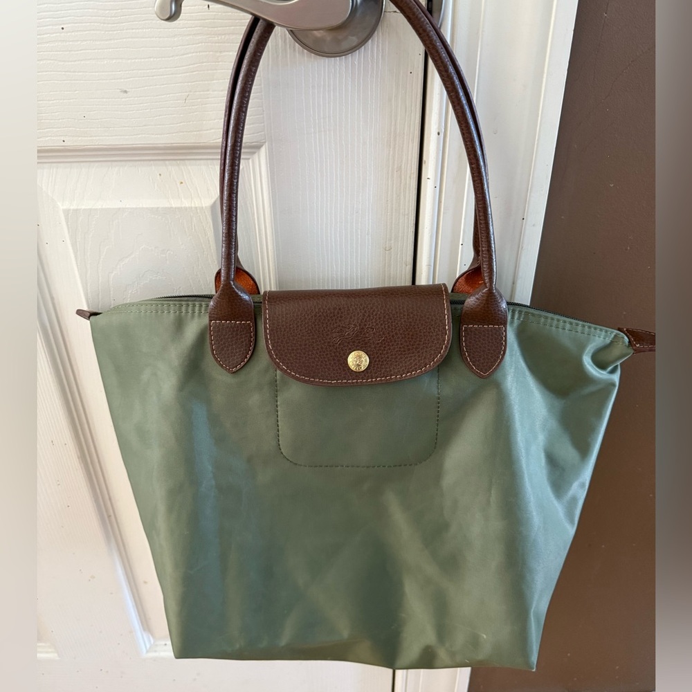 Longchamp green tote bag